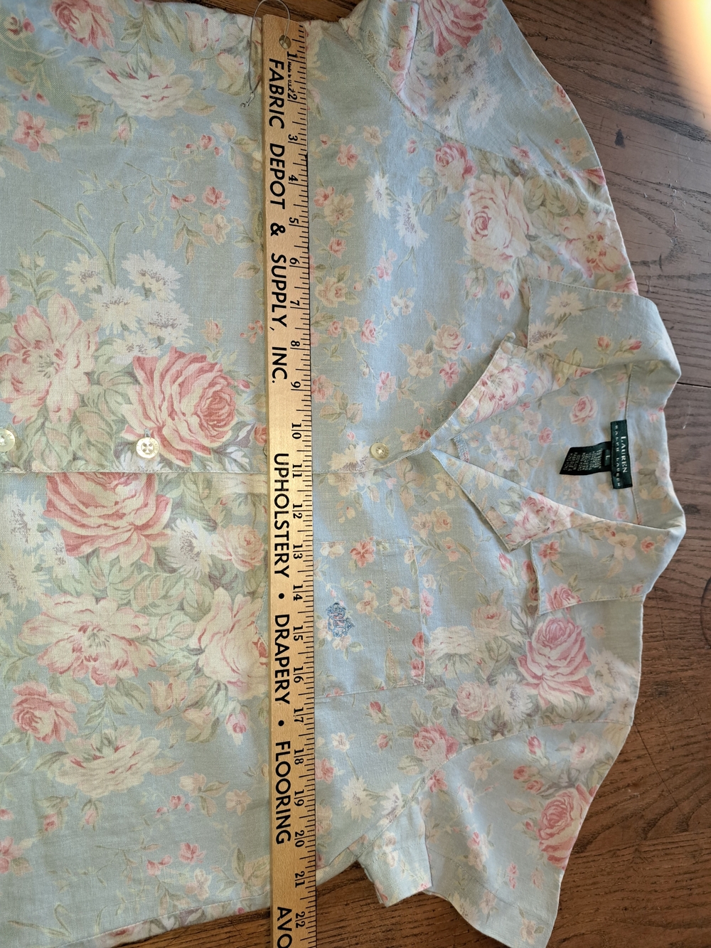 Ralph Lauren Light Blue Floral Button-Up Blouse - Picture 2 of 5